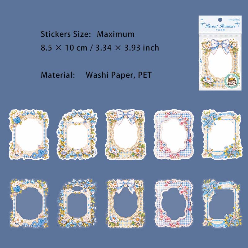 10 Pcs Lace Floral Frame Stickers JLLM