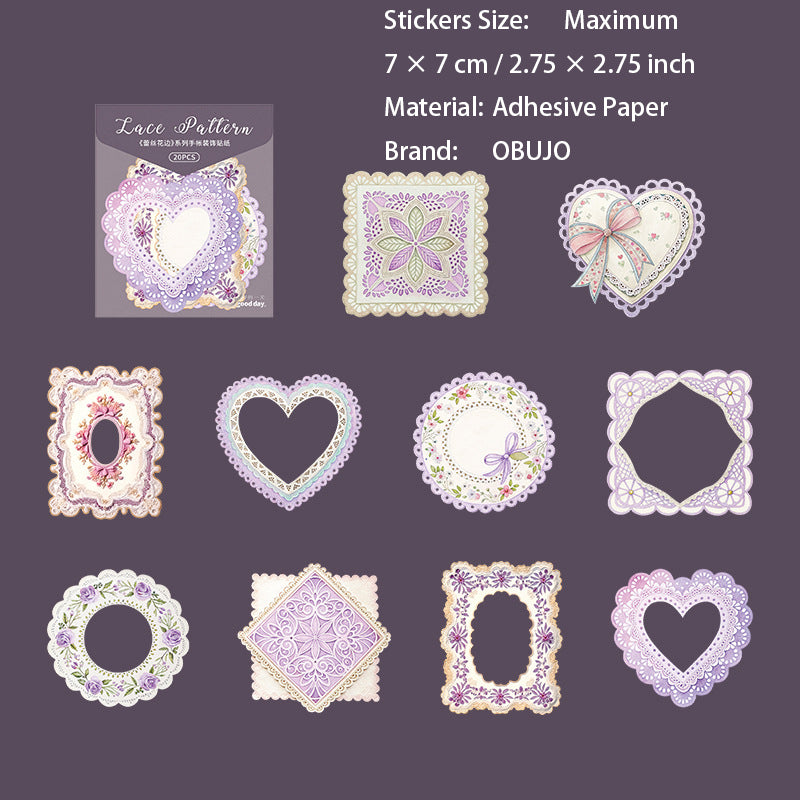 20 Pcs Lace Frame Stickers LSHB