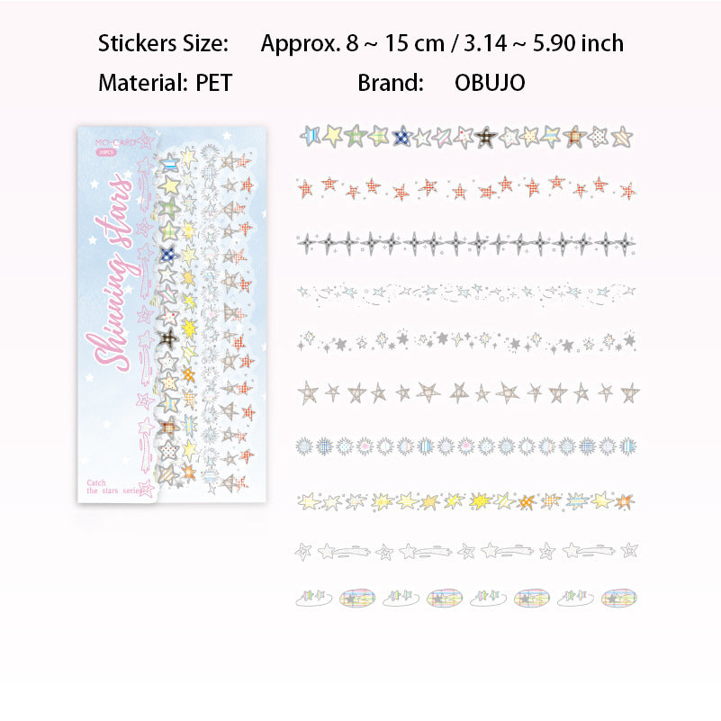 20 Pcs Star Themed PET Stickers BZXX
