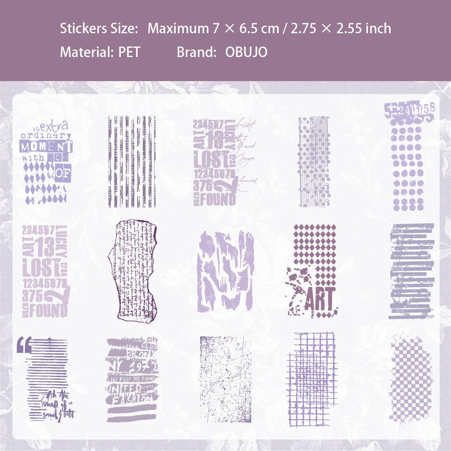 15 Pcs Vintage PET Stickers BGBC