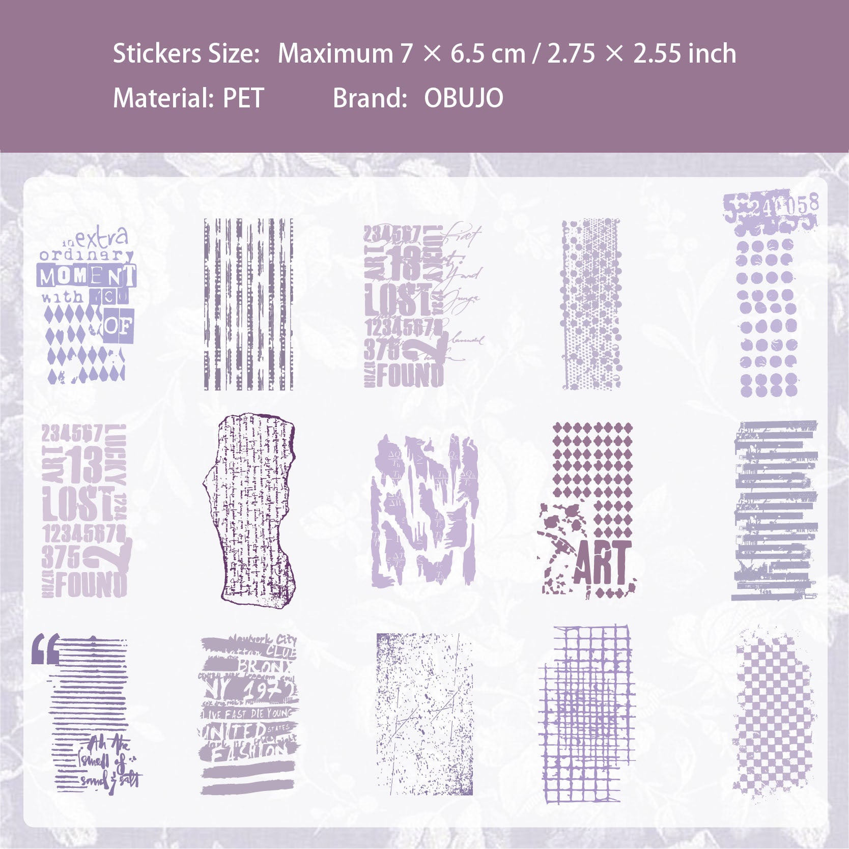 15 Pcs Vintage PET Stickers BGBC