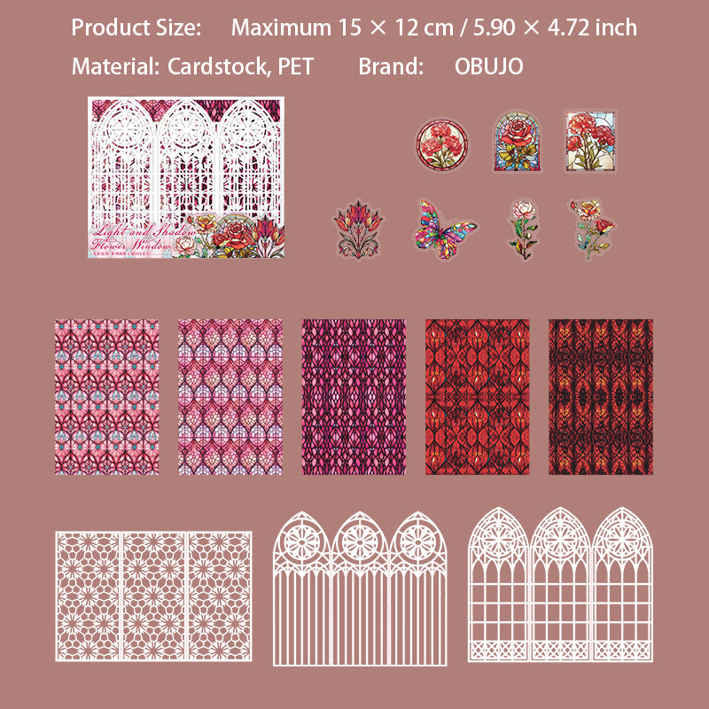 15 Pcs Windows Theme PET Stickers and Cardstock