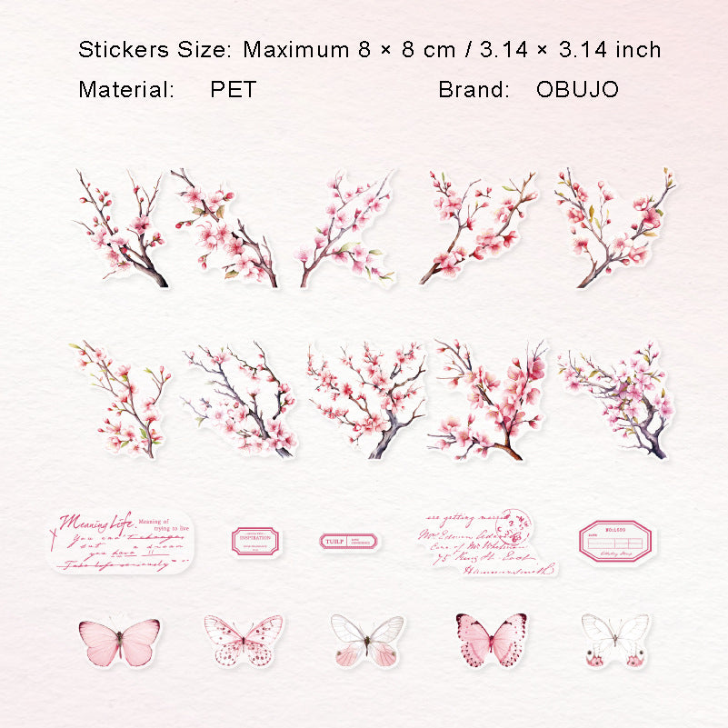 20 Pcs Branches Butterfly PET Stickers SYBB
