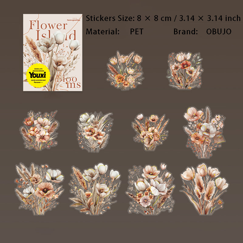 20 Pcs Flower PET Stickers HYZF