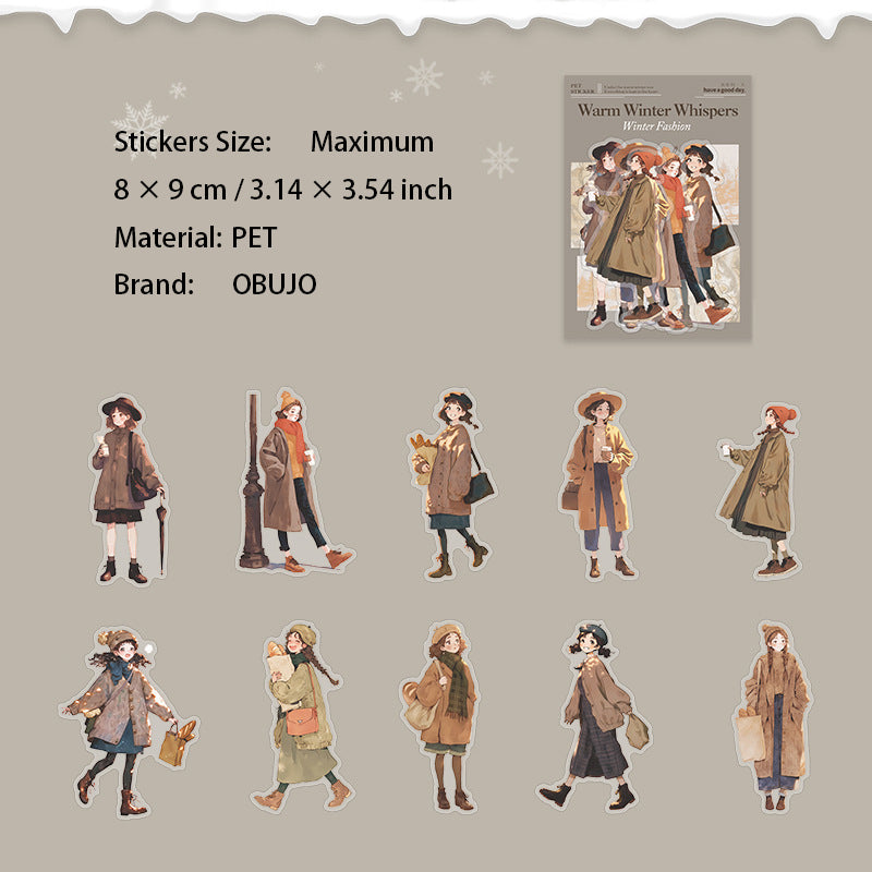 20 Pcs Winter Girl PET Stickers NDXY