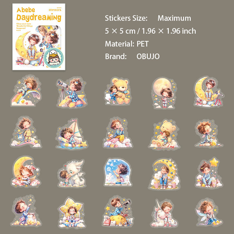 20 Pcs Fantasy Kids PET Stickers BRMY