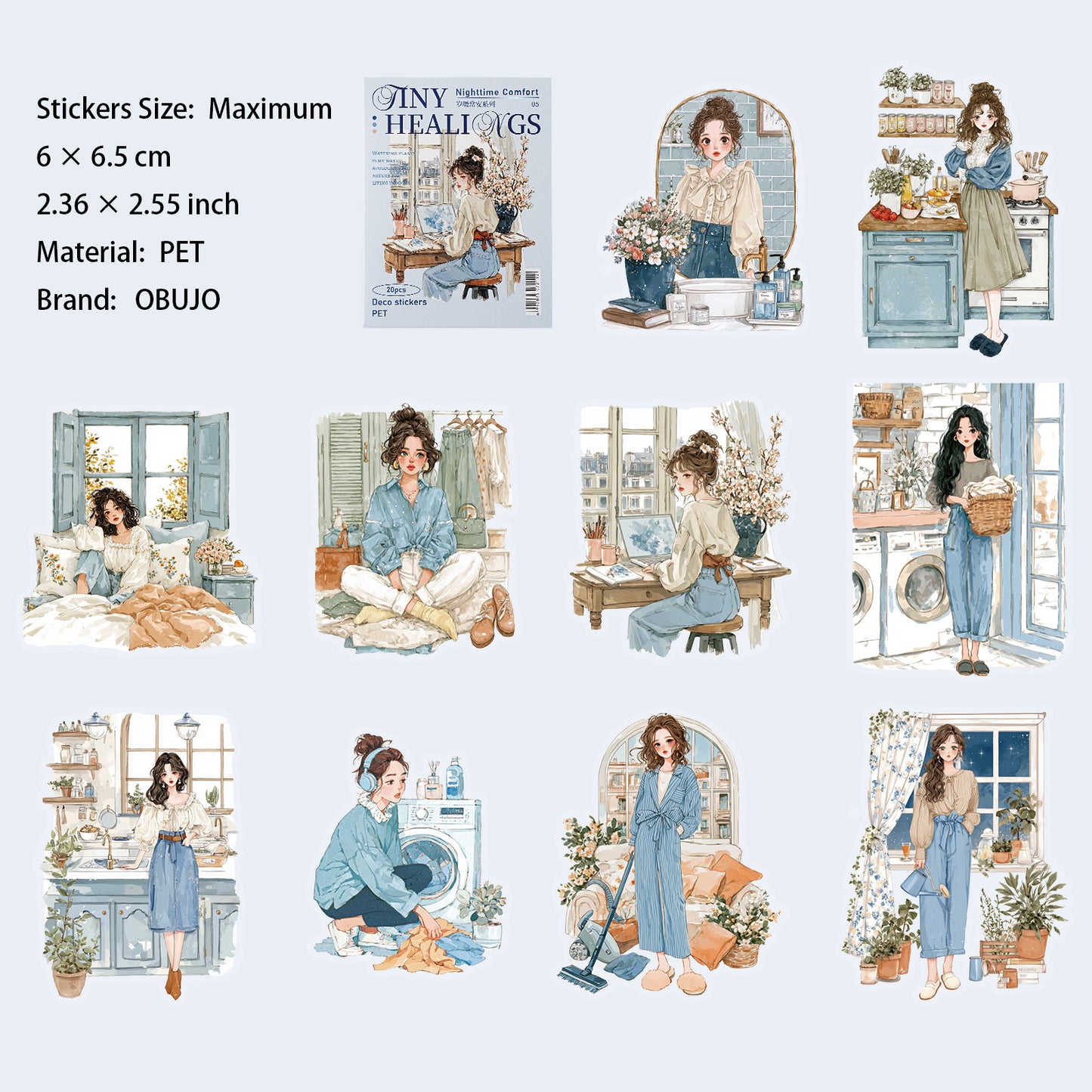 20 Pcs Girl Lifestyle PET Stickers SNCA