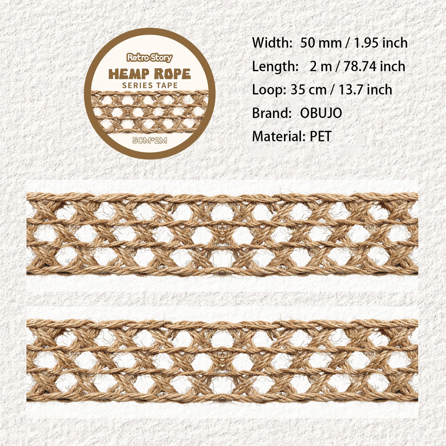 1 Roll Hemp Rope Themed PET Tape MSXL