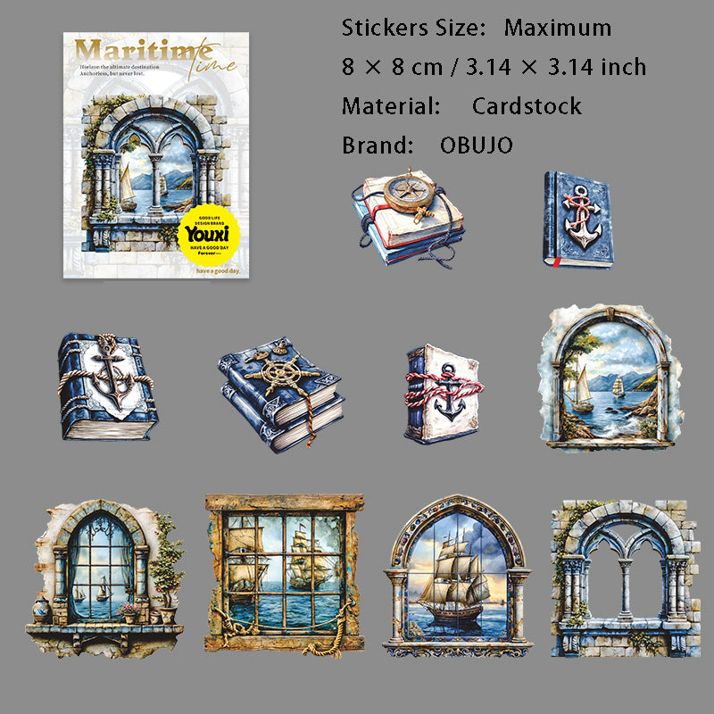 15 Pcs Nautical Theme Cardstock Stickers JJSG