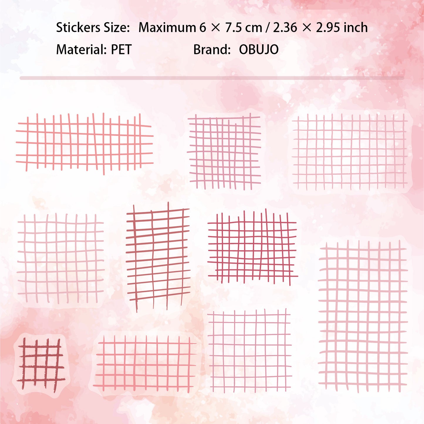 20 Pcs Watercolor Gird PET Stickers GYXL