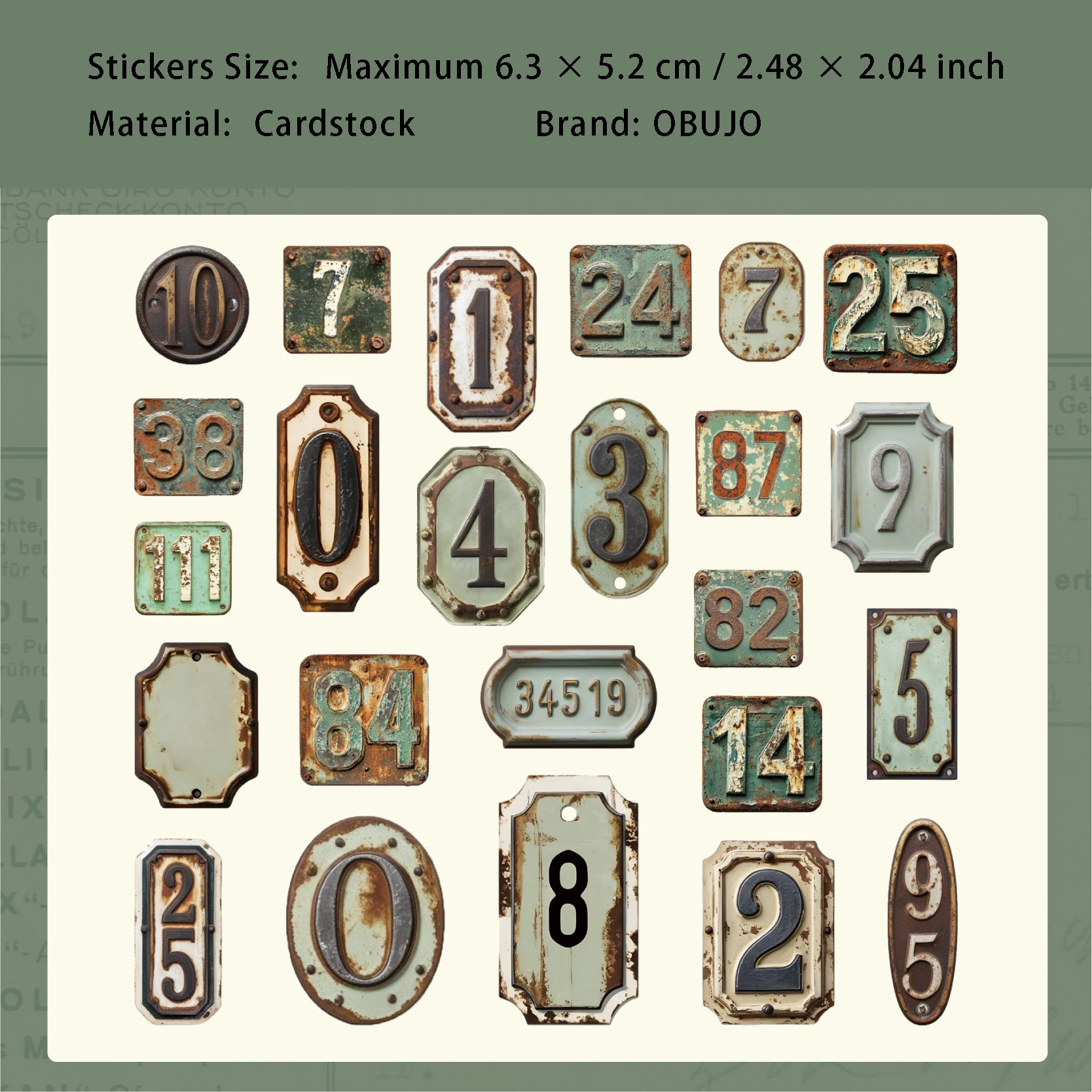 24 Pcs Vintage Number Lable Stickers SFXL