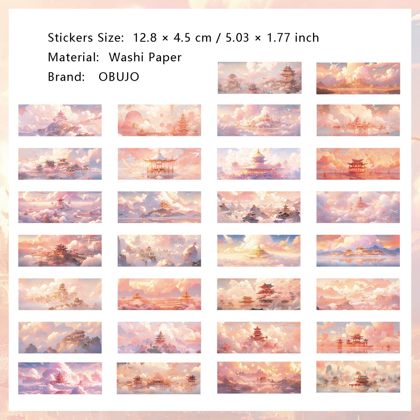 30 Sheets Sunset Landscape Washi Stickers ZRYXJ