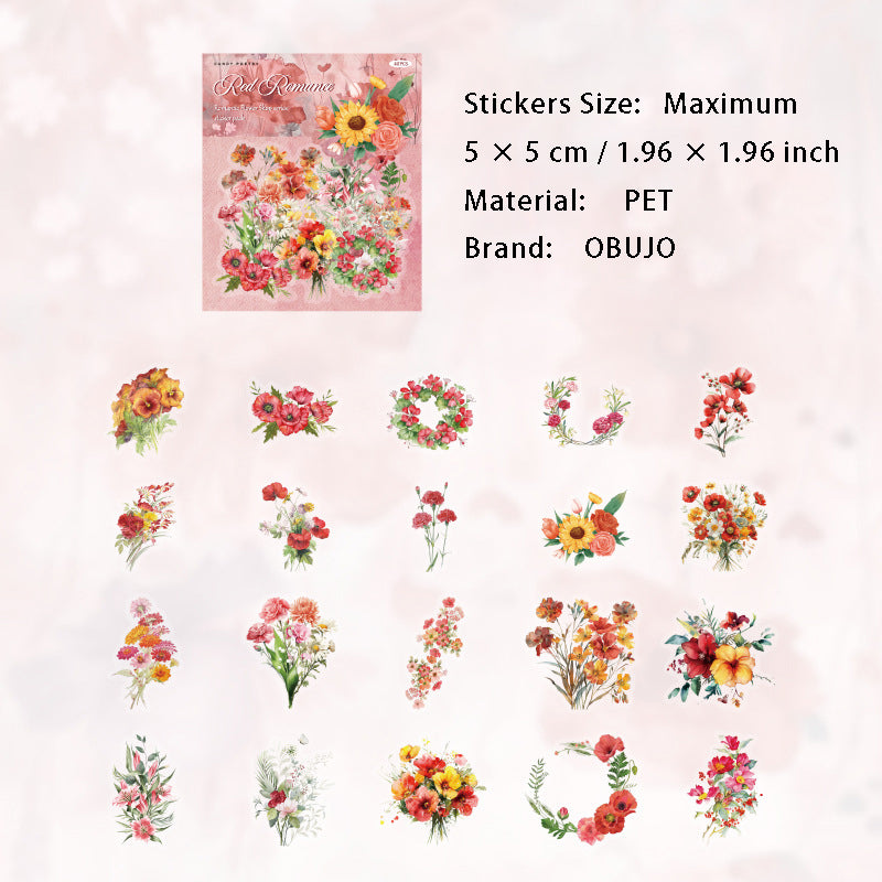 40 Pcs Flower PET Stickers LMHD