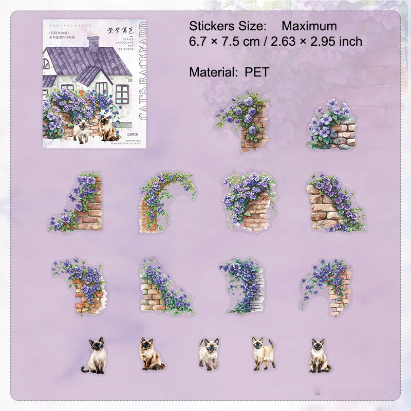 30 Pcs Garden Cat PET Stickers HYLDM