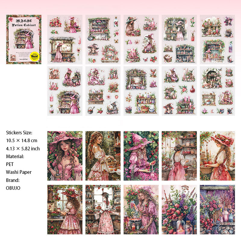 20 Sheets Magic Journal Paper and Stickers Kit MFYC