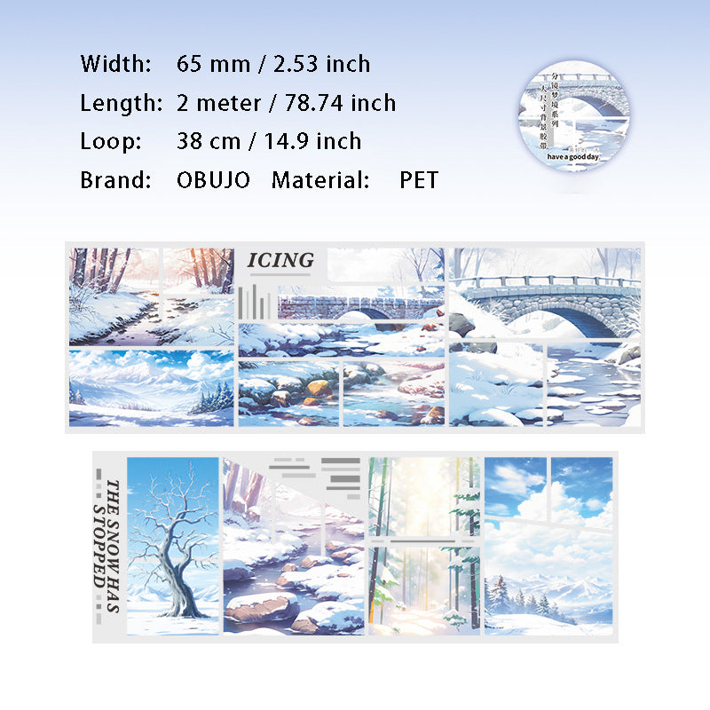 1 Roll Natural Landscape PET Stickers Tape FJMJ