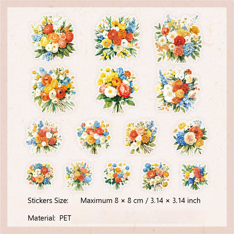 15 Pcs Seasonal Flower PET Stickers SJFH