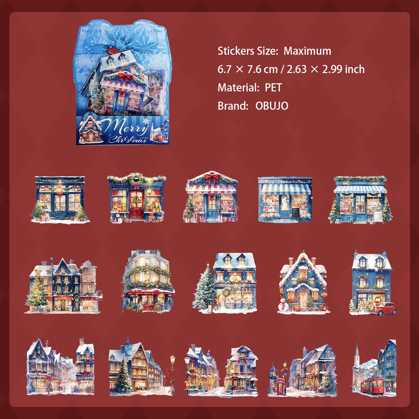 15 Pcs Christmas PET Stickres SDJXY