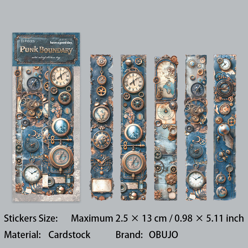 10 Pcs Punk Themed Cardstock Stickers PKBJ