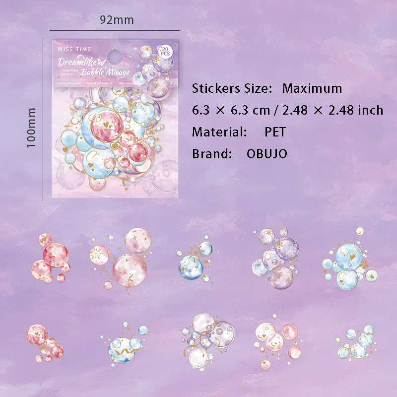 20 Pcs Gold Foil PET Stickers QMPY