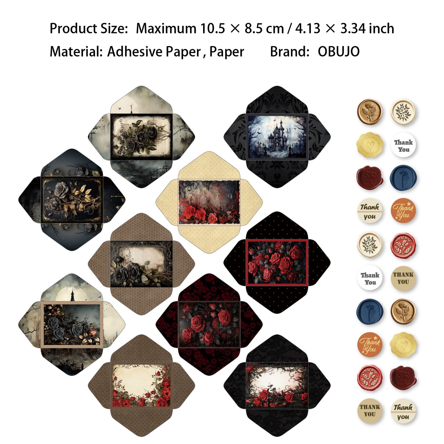 40 Pcs Floral Envelope and Wax Seal Stickers XFZY