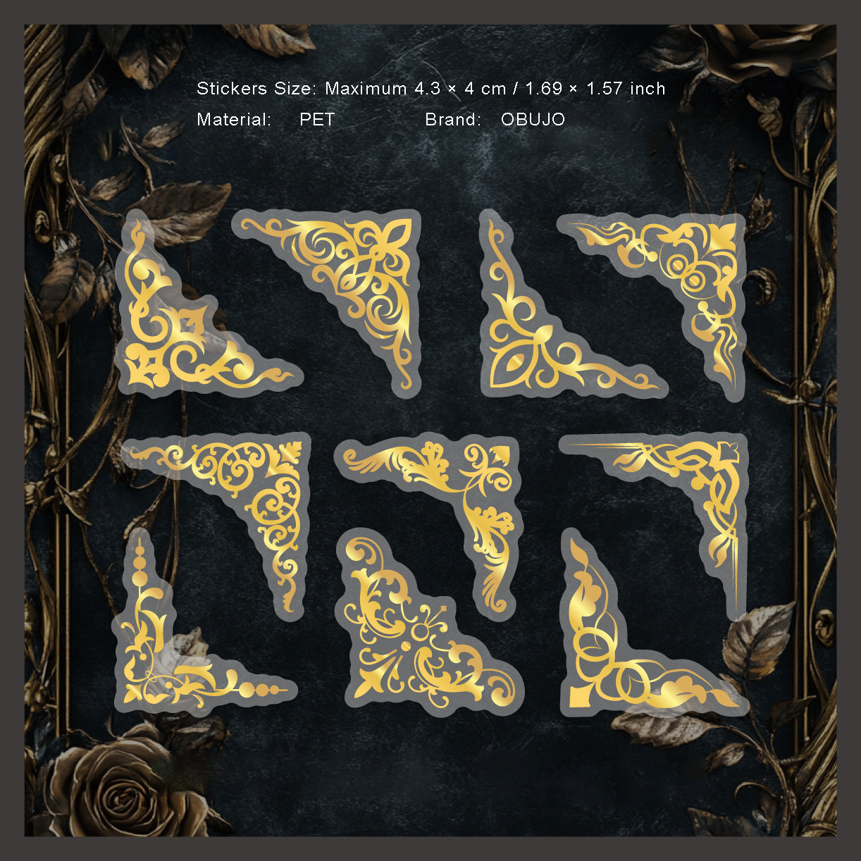 20 Pcs Golden Corner PET Stickers OBXL