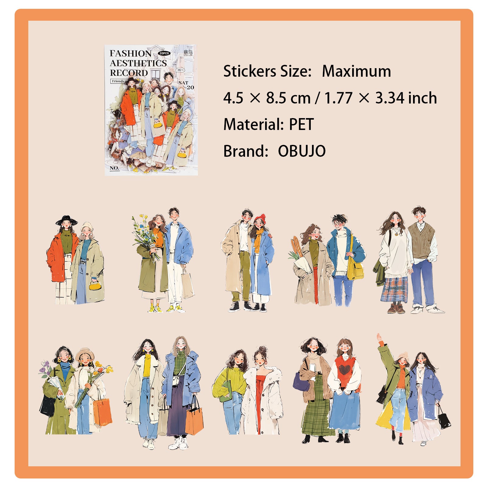 20 Pcs Urban Girl Boy PET Stickers CDMXL