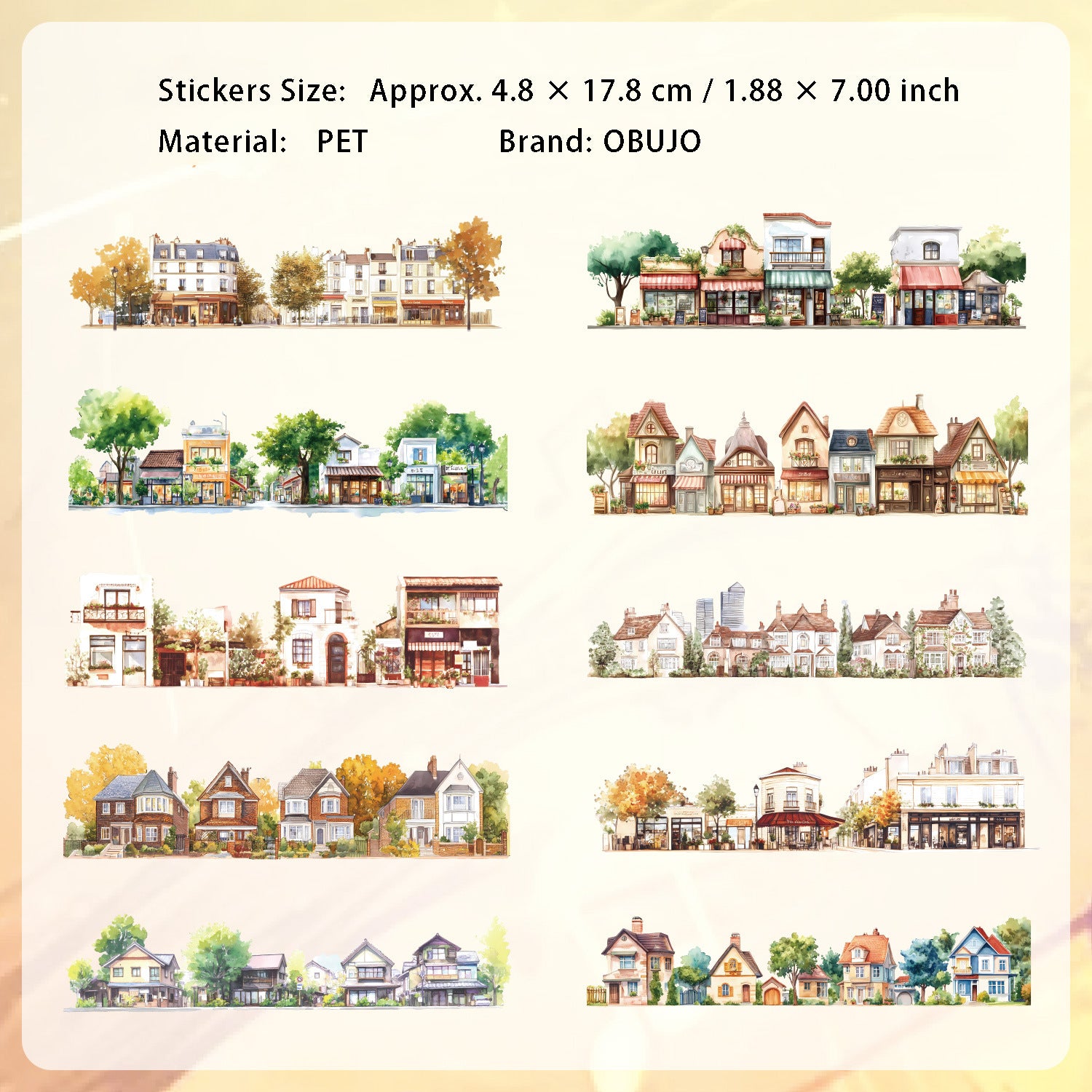 10 Pcs Seasonal Landscape PET Stickers GSZL