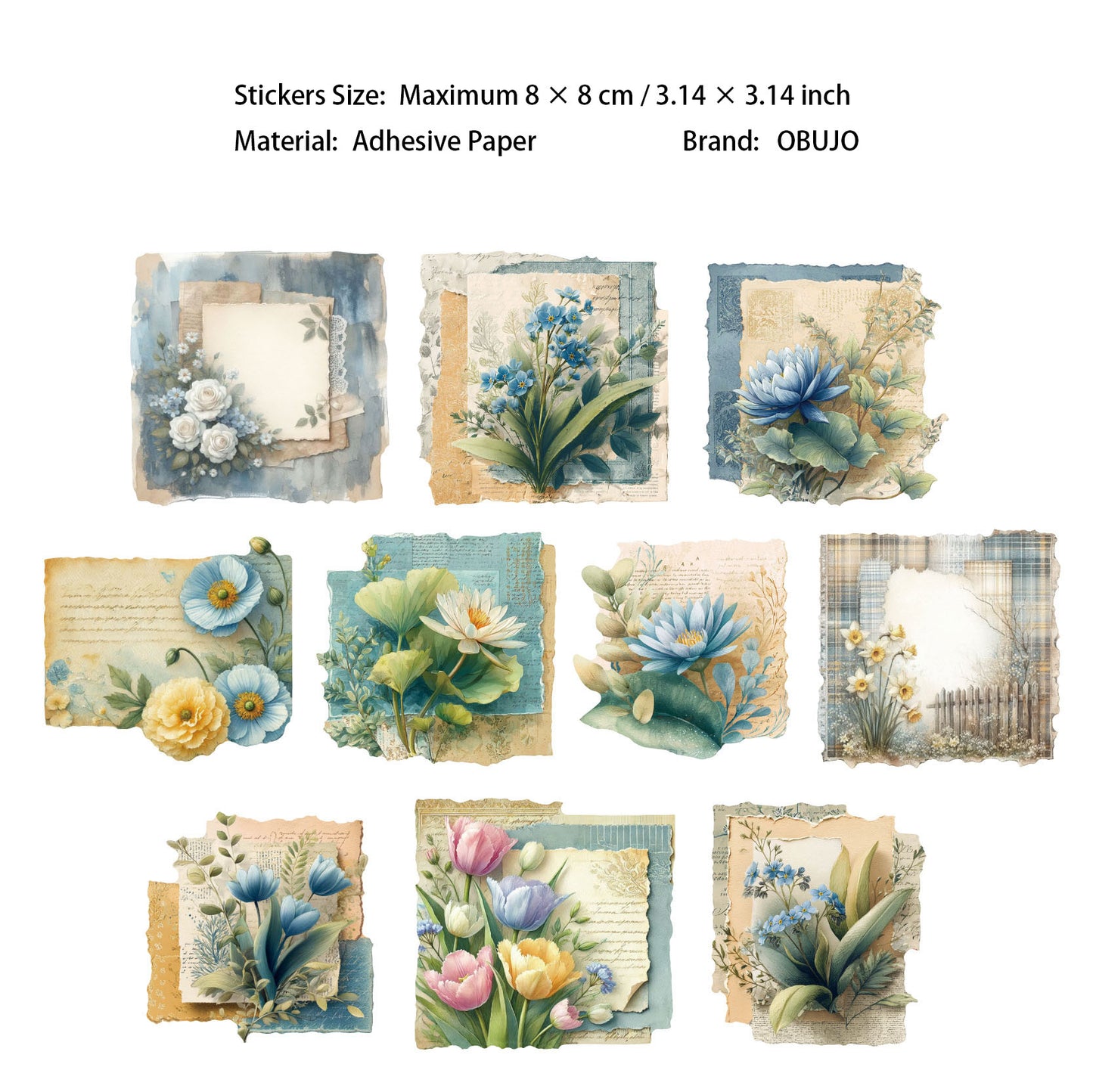 20 Pcs Vintage Flower Journal Paper BQDX