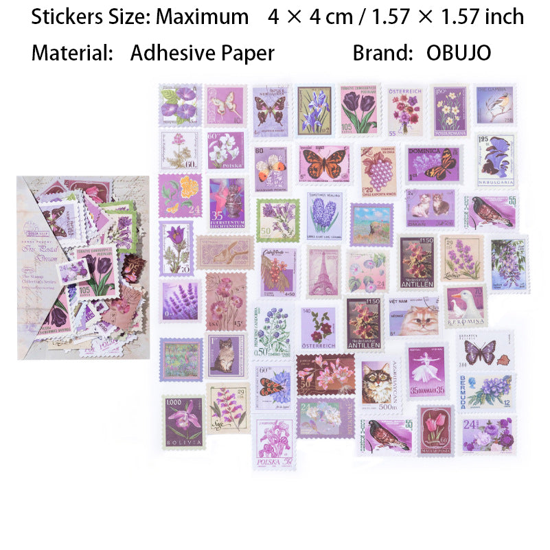 100 Pcs Vintage Natural Post Stamp Stickers YPSCJ