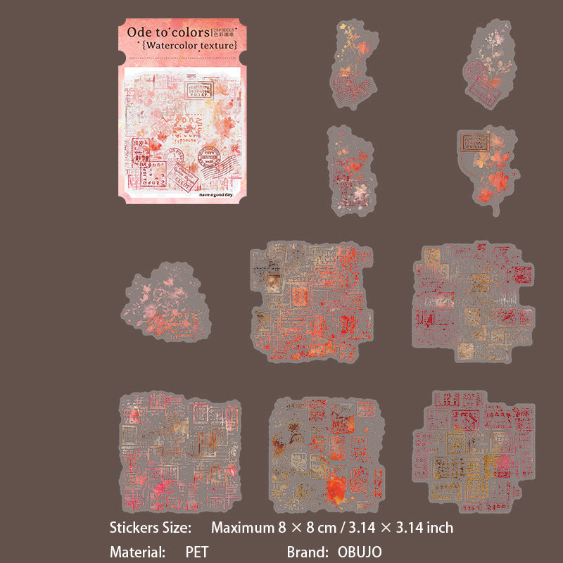 20 Pcs Watercolor Collage PET Stickers SCGS