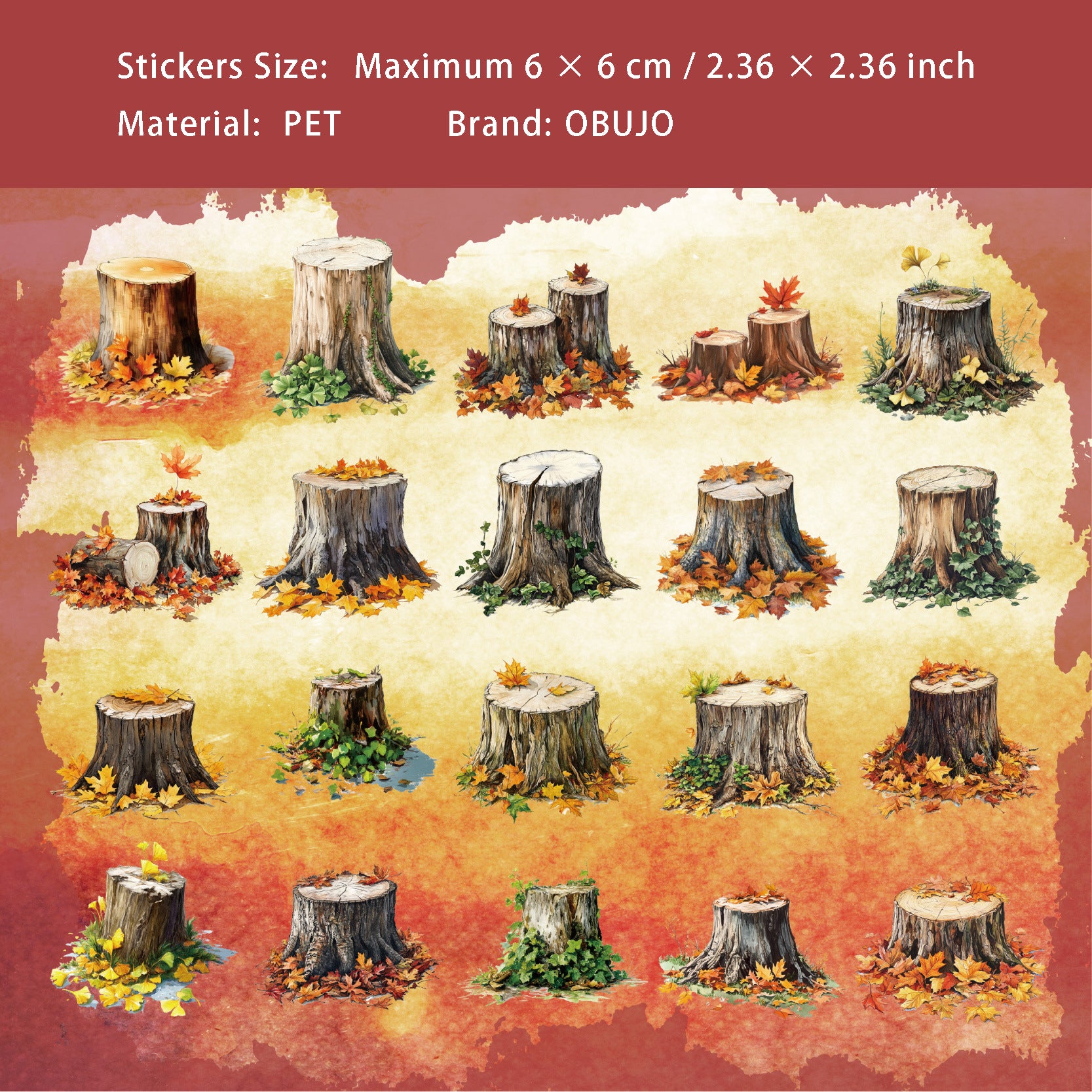 20 Pcs Wood Pile PET Stickers NLXL