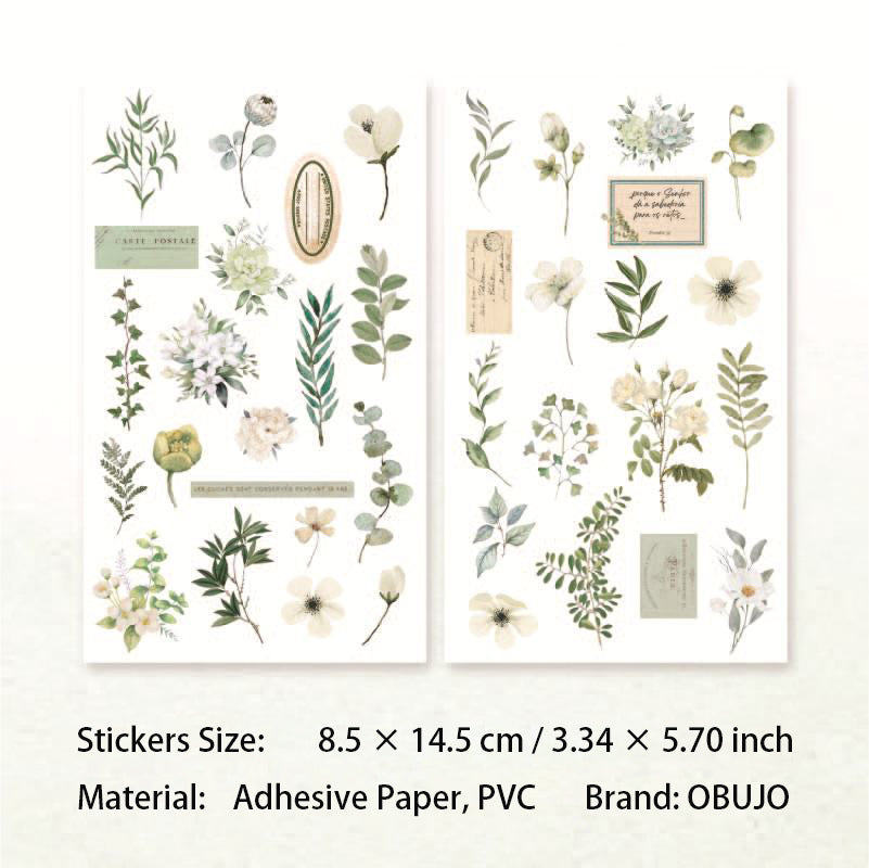 4 Sheets Flower Stickers and Transfer Stickers HJQX