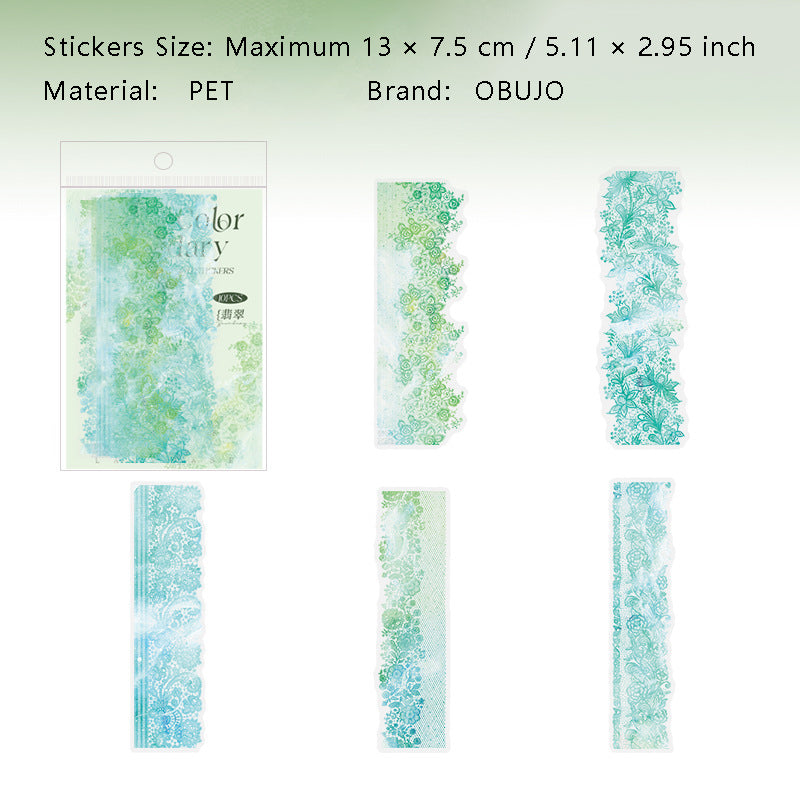 10 Pcs Rainbow Lace PET Stickers HCBJ