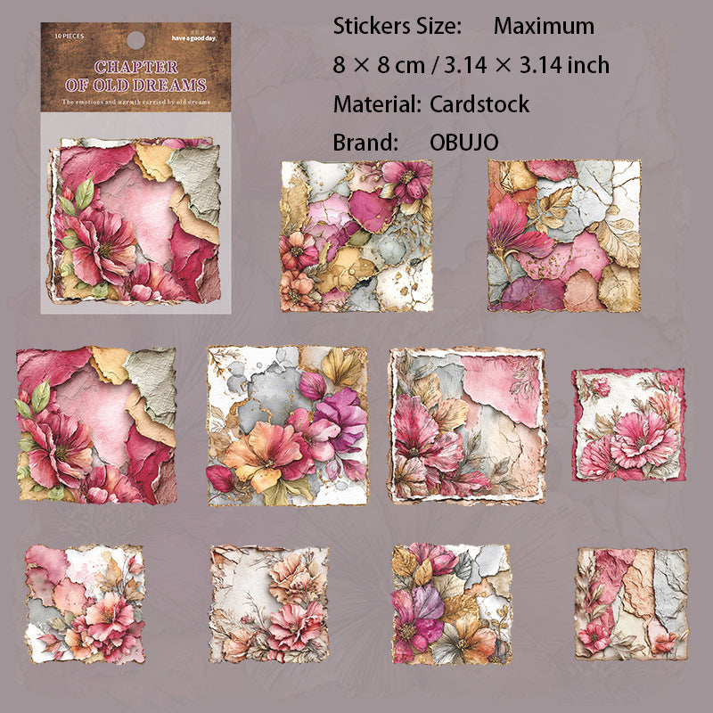 10 Pcs Vintage Cardstock Stickers JYPZ