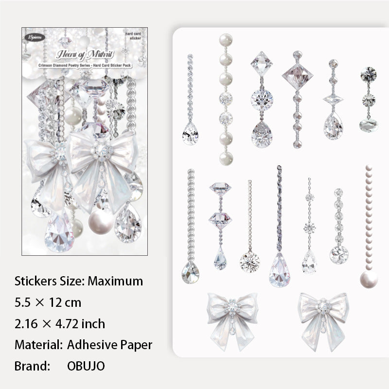 15 Pcs Diamond Jewelry PET Stickers FZZS