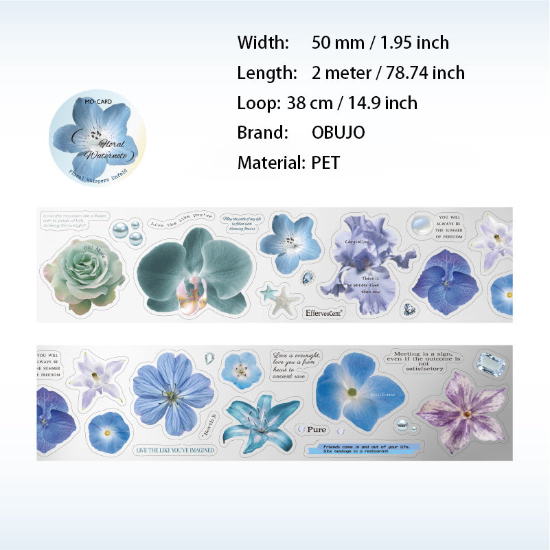 1 Roll Vintage Flower PET Stickers Tape HYDX