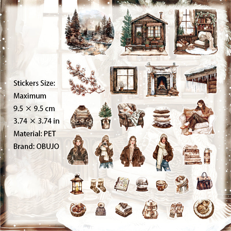 20 Pcs Cozy Winter PET Stickers WNSG
