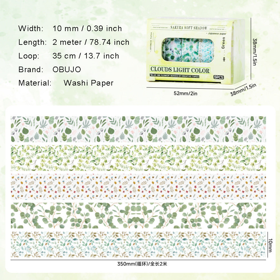 5 Rolls Basic Washi Tape Set QMHF