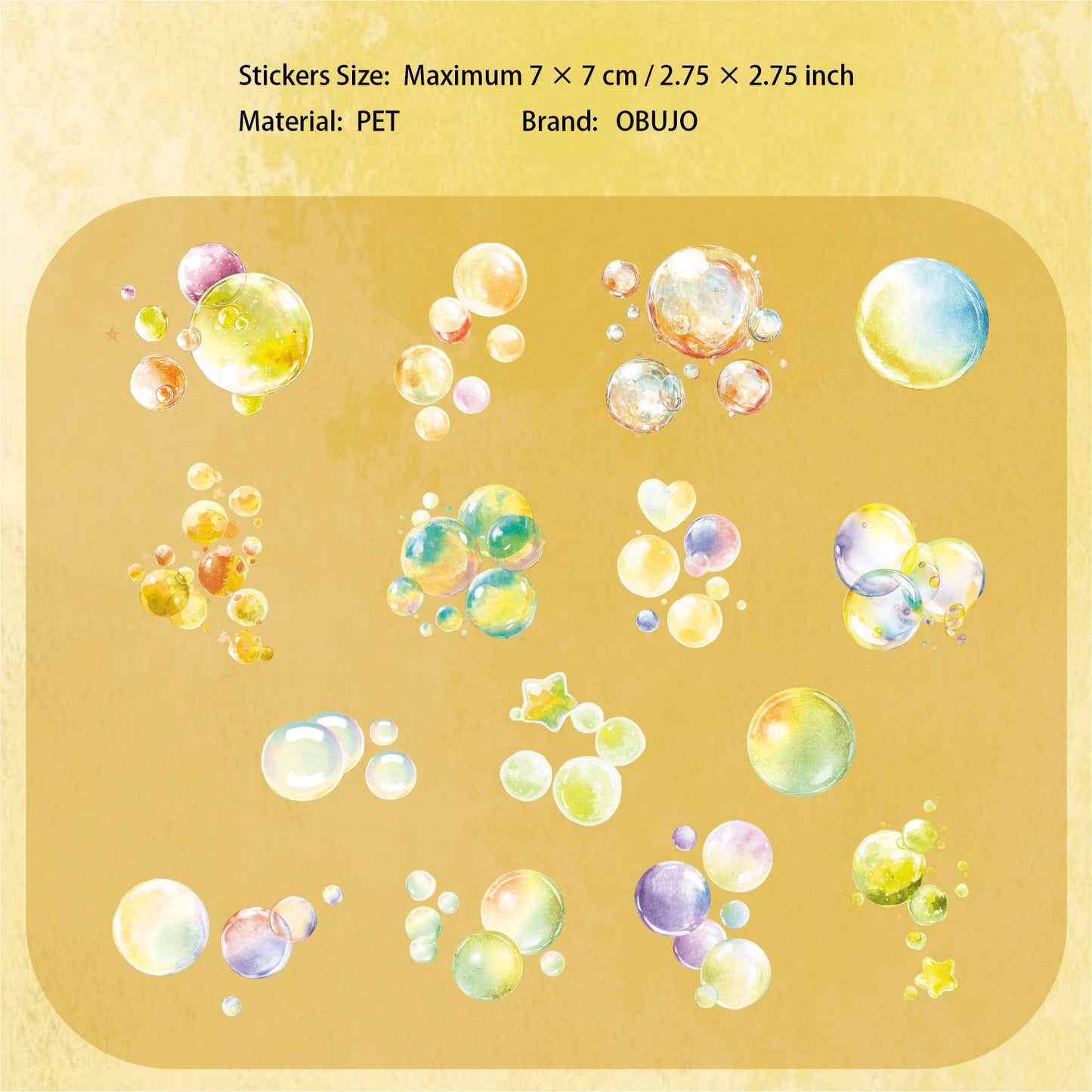 15 Pcs Bubble PET Stickers MPQJ