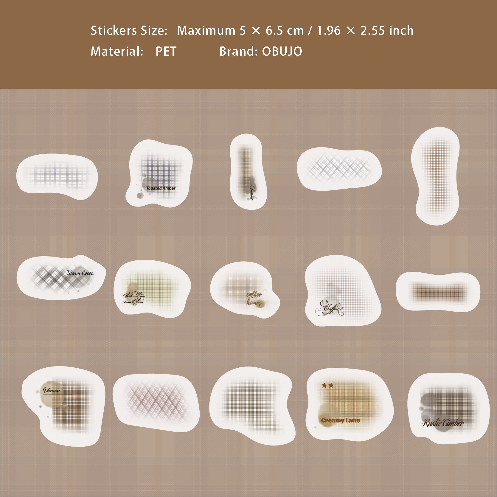 30 Pcs Grid Theme PET Stickers GWSP