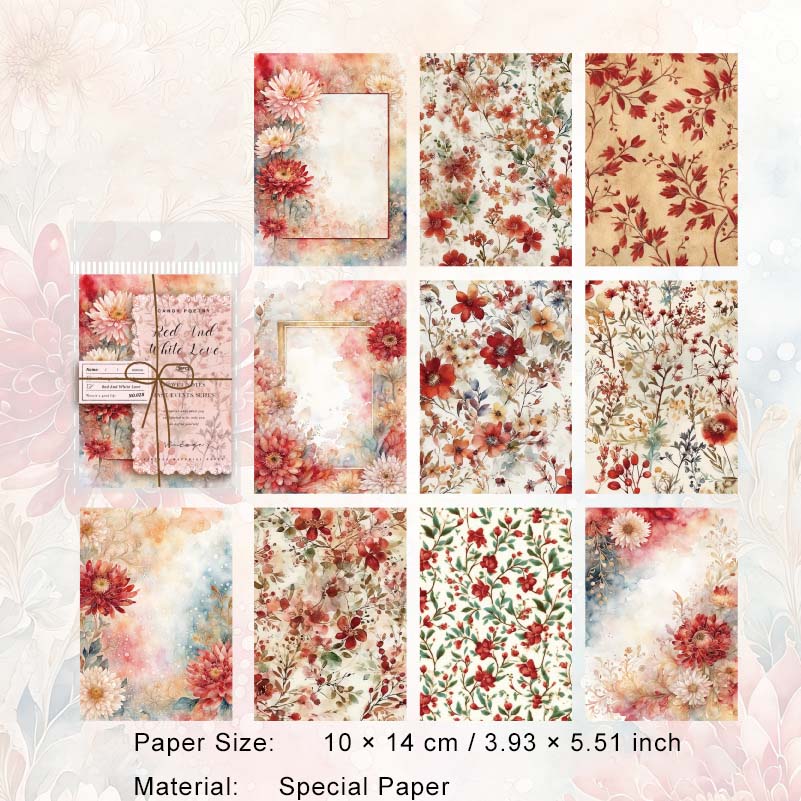 30 Pcs Vintage Floral Scrapbook Paper HQWS