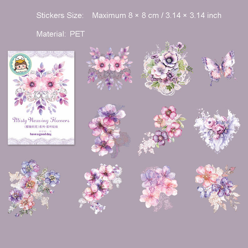 10 Pcs Lace Flower PET Stickers MLZH