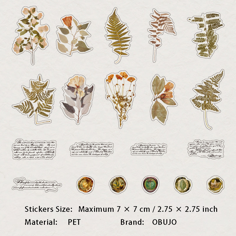 40 Pcs Pressed Flower and Wax Seal PET Stickers LMYZ