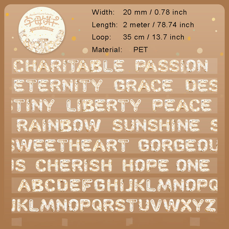 1 Roll Cookie Letter Planner Stickers Tape ZMBG