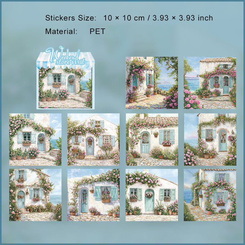 10 Pcs Vintage Shop Theme PET Stickers ZMTD