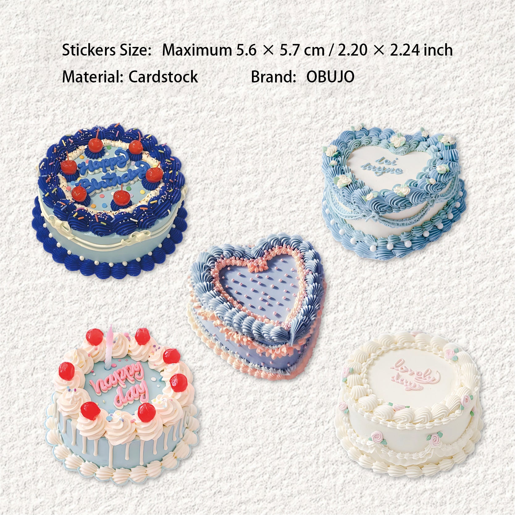 10 Pcs Cake Themed Cardstock Stickers DGXL