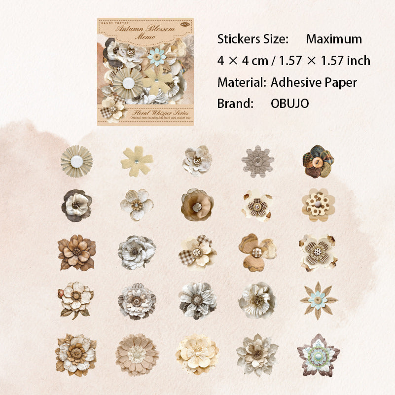 50 Pcs Vintage Flower Stickers JYHX