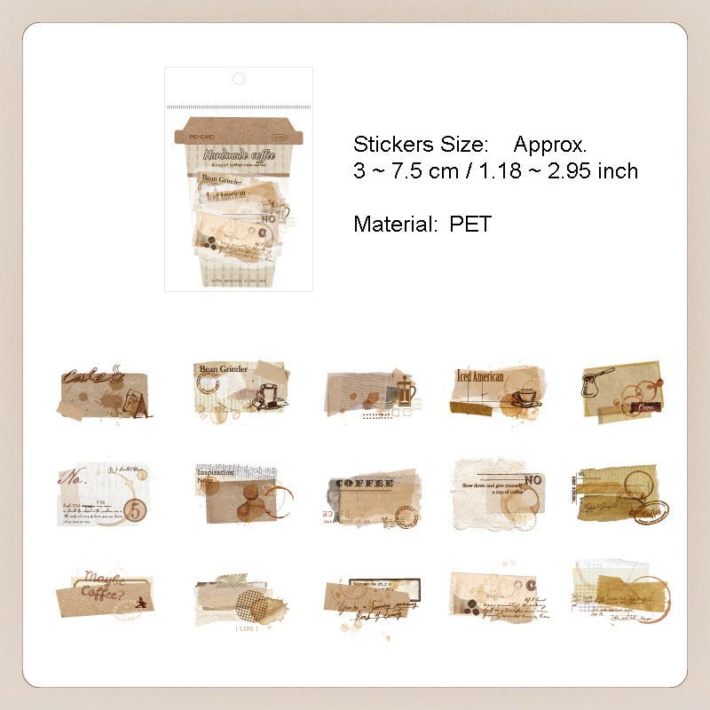 30 Pcs Coffee Theme PET Stickers YBKFSJ