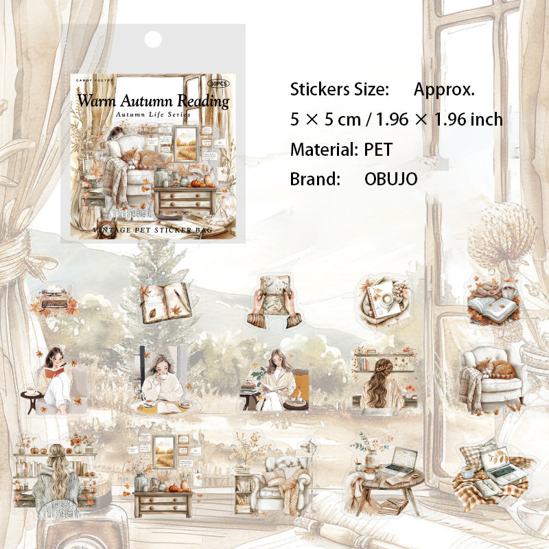 30 Pcs Autumn Landscape PET Stickers QRSH